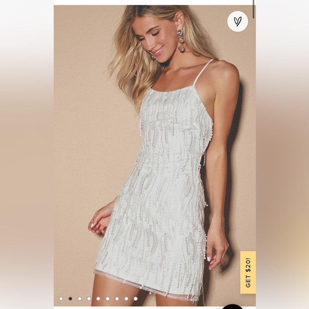 Lulus Magic White Fringe Lace up Mini Dress